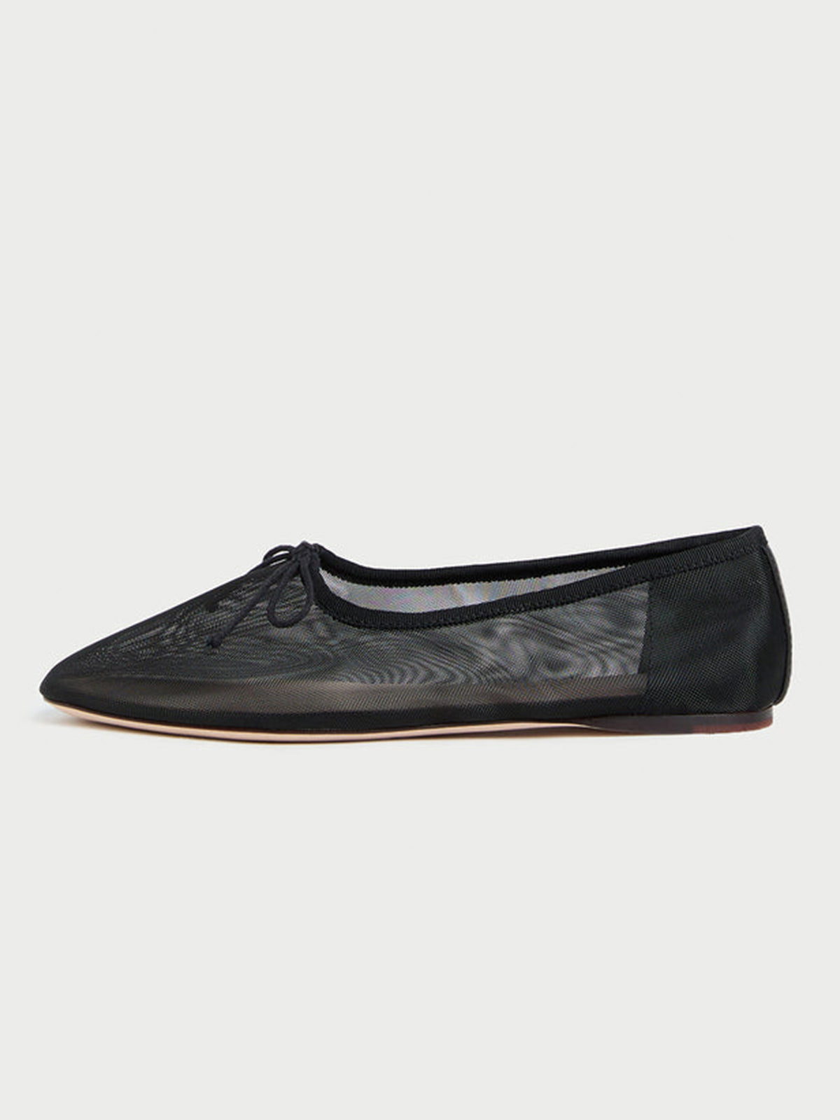 Black Round-Toe Chic Front Bow Slip-On Ballet Flats