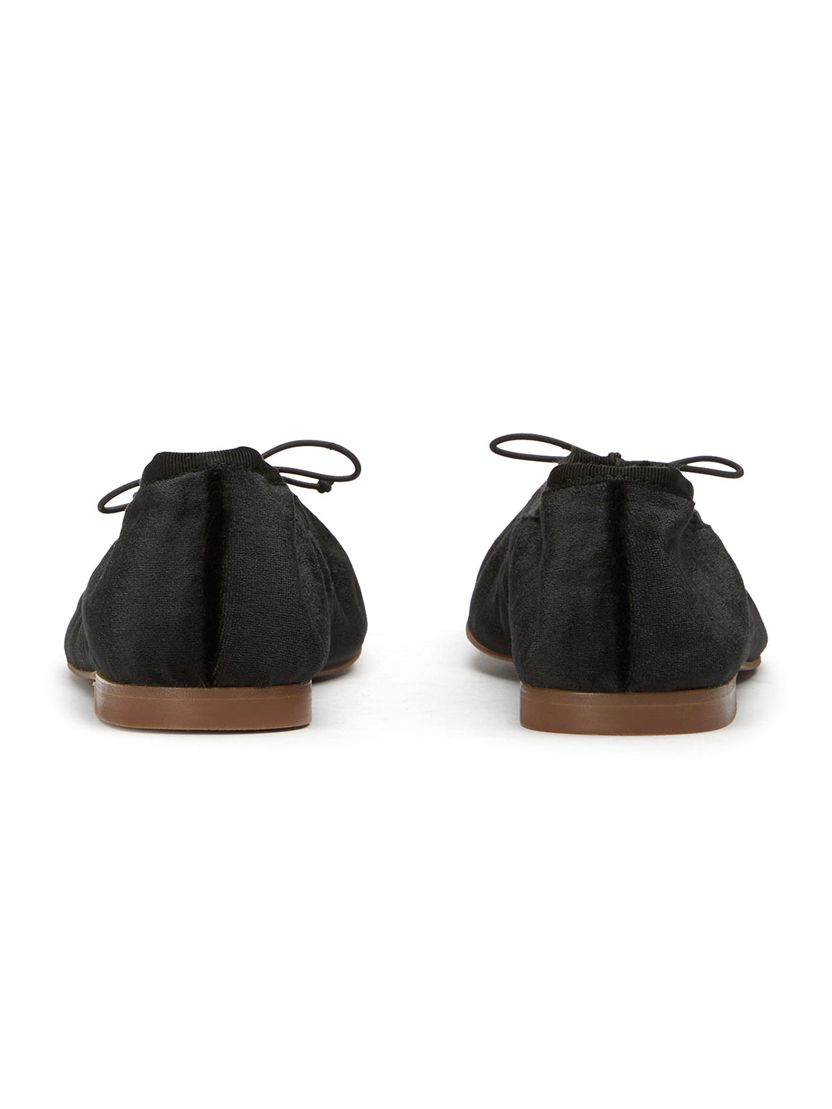Black Velvet Round-Toe Chic Front Bow Slip-On Ballet Simple Flats