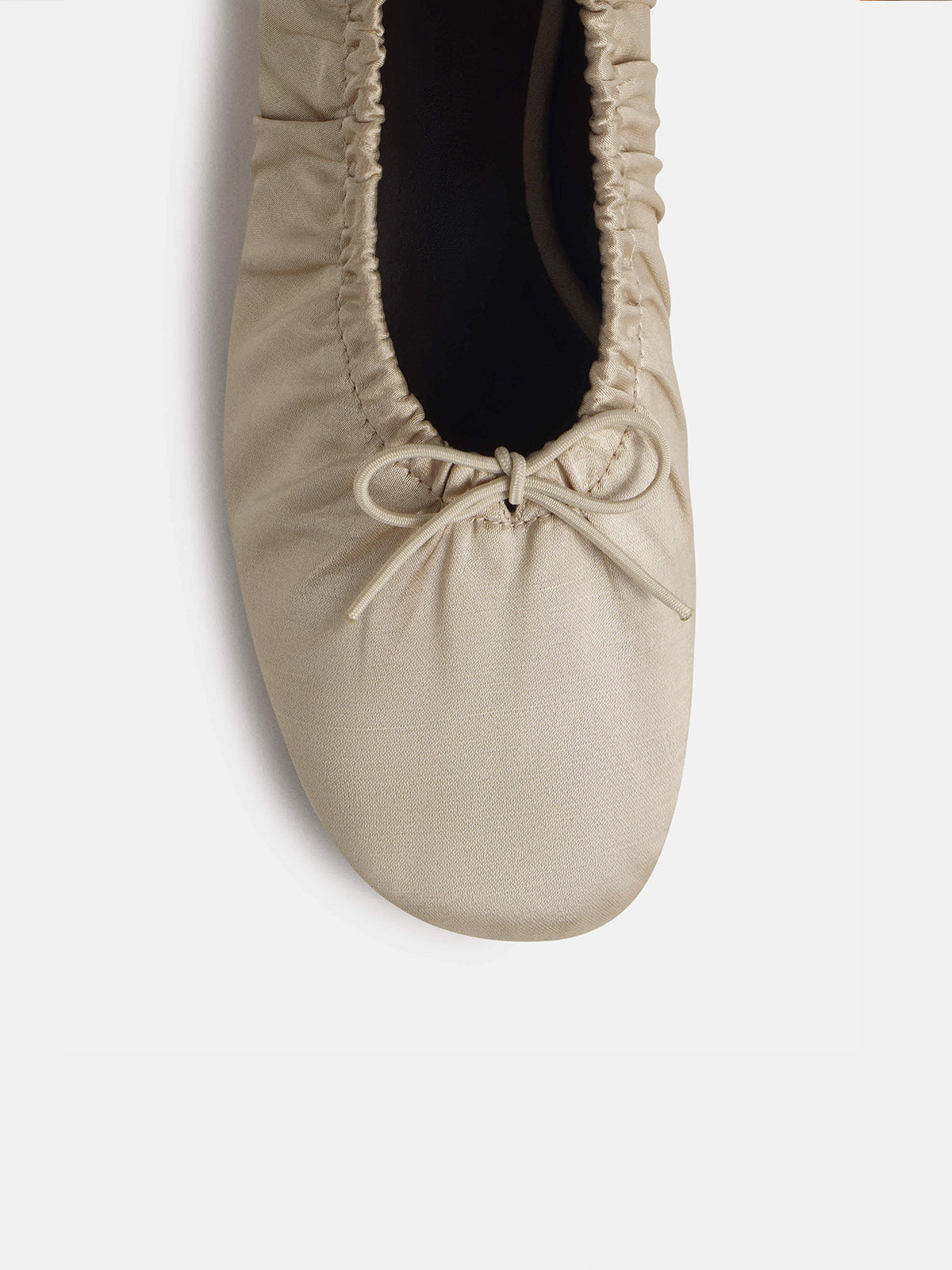 Gray Satin Square-Toe Ruching And Front Bow Ballet Flats