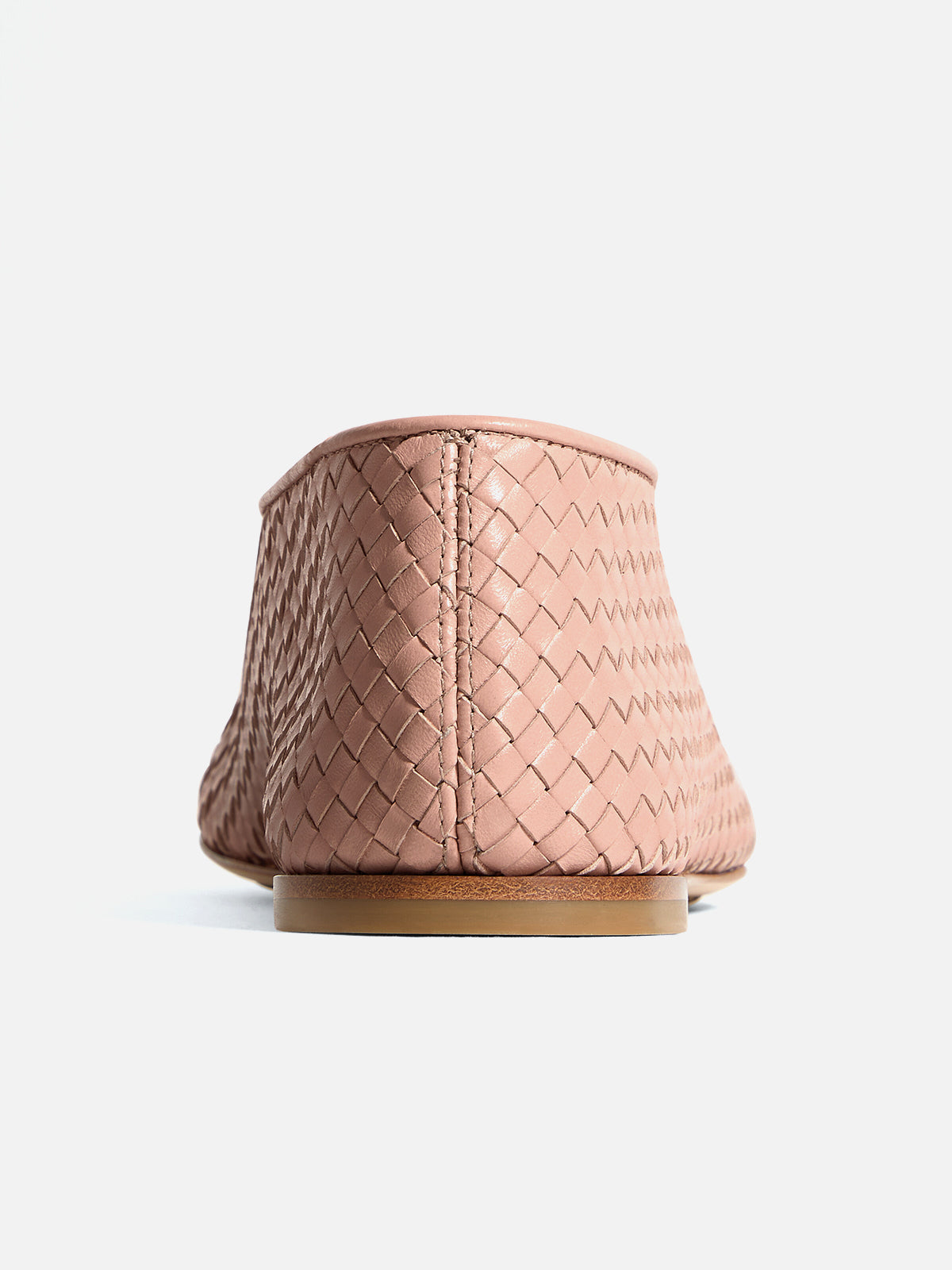 Pink Woven Vegan Leather Round-Toe Classic Slip-On Ballet Flats