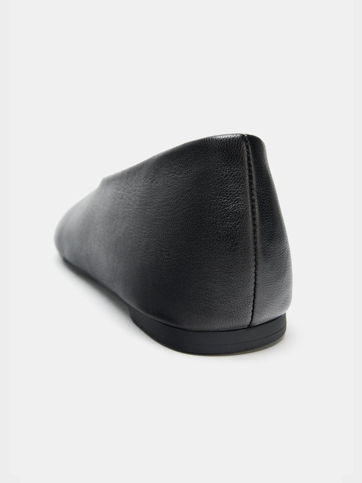 Black Vegan Leather Round-Toe Slip-On Ballet Flats