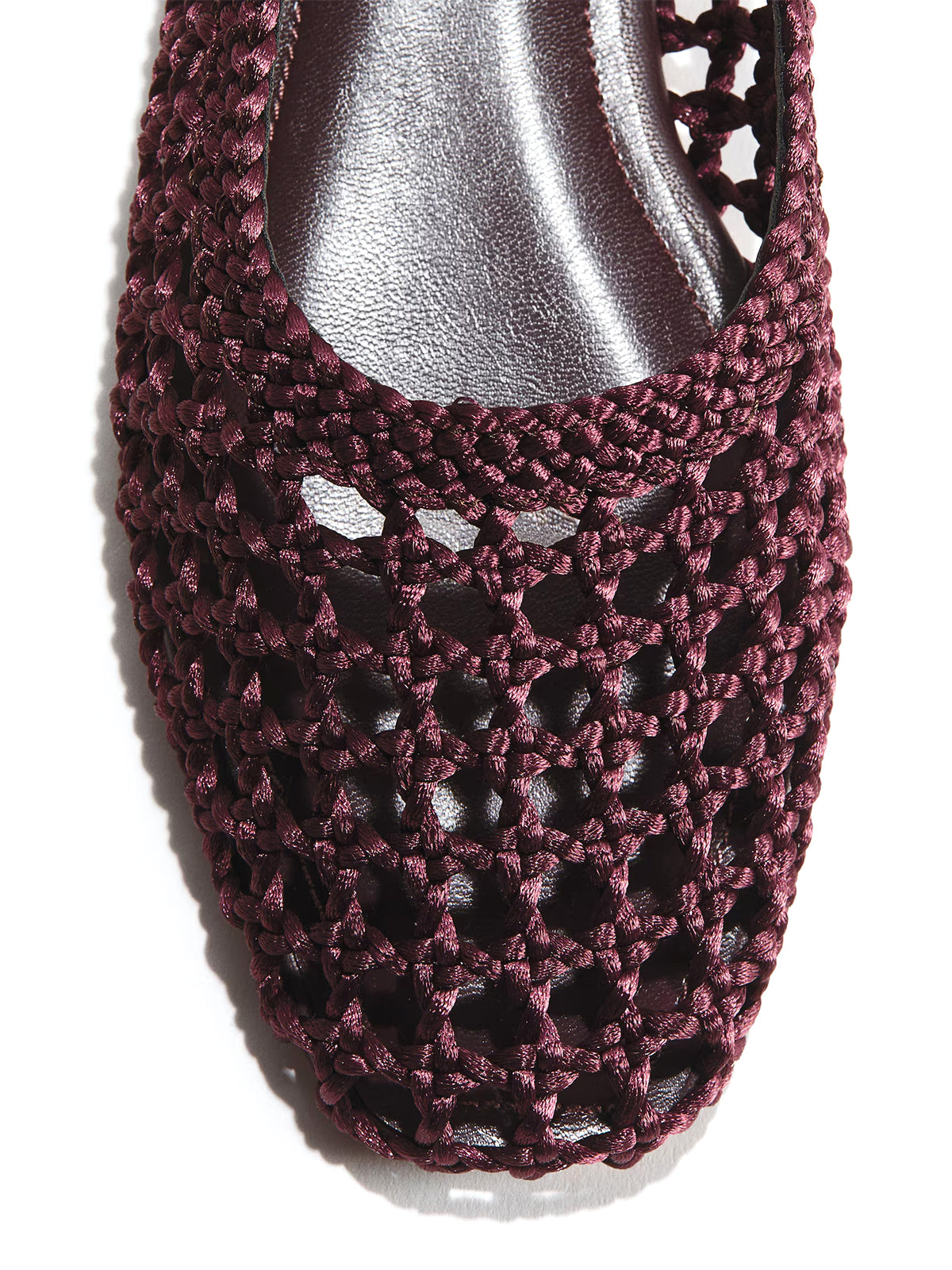 Dark Brown Satin Woven Square-Toe Simple Slip-On Ballet Flats