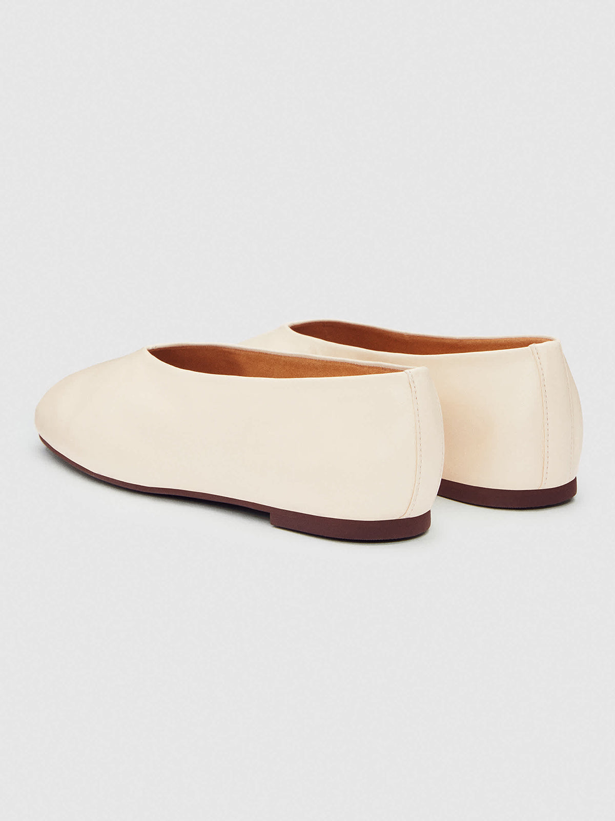 Cream Square-Toe Simple Ballet Chic Flats