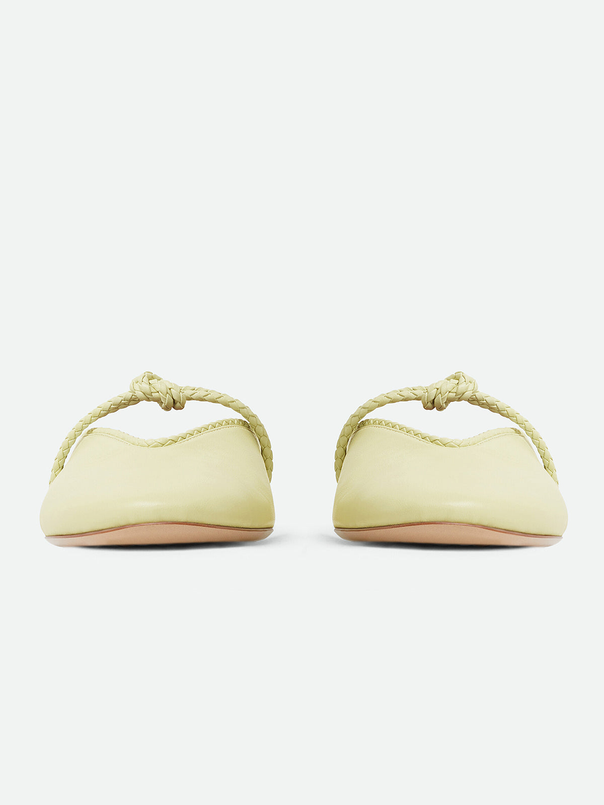 Light Yellow Round-Toe Middle Strap Backless Slip-On Flats