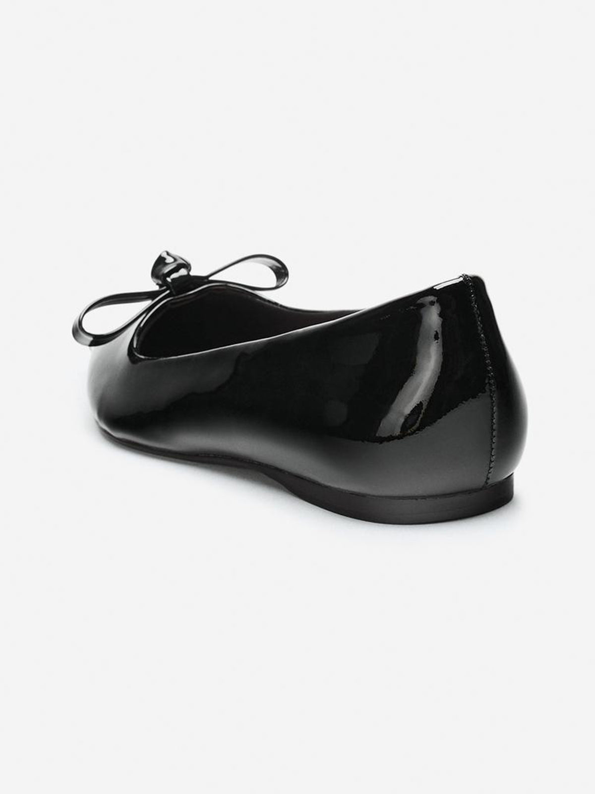 Black Patent Leather Pointed-Toe Front Bow Slip-On Flats
