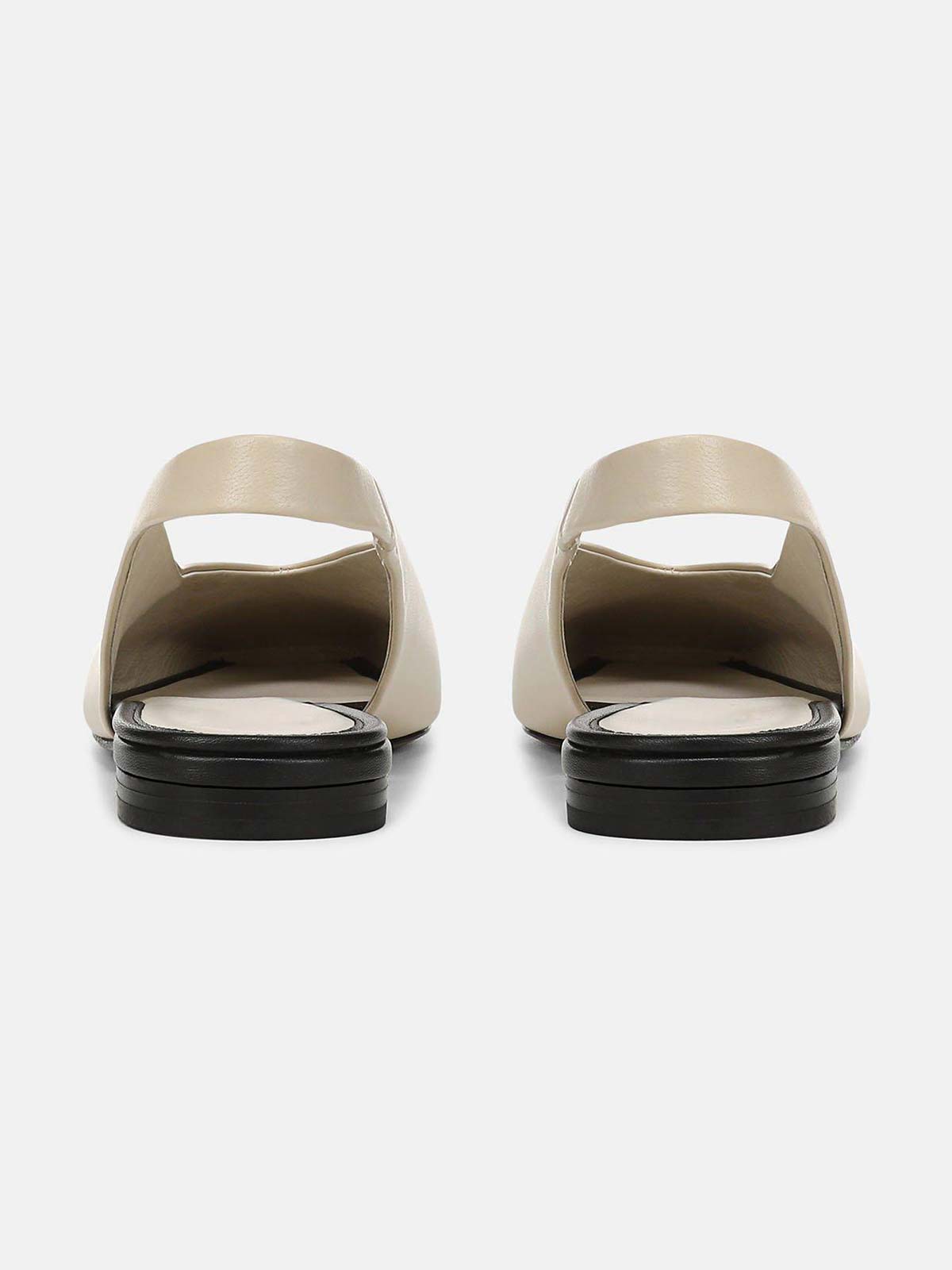 Bone Vegan Leather Square-Toe Chic Back Strap Mules Flats
