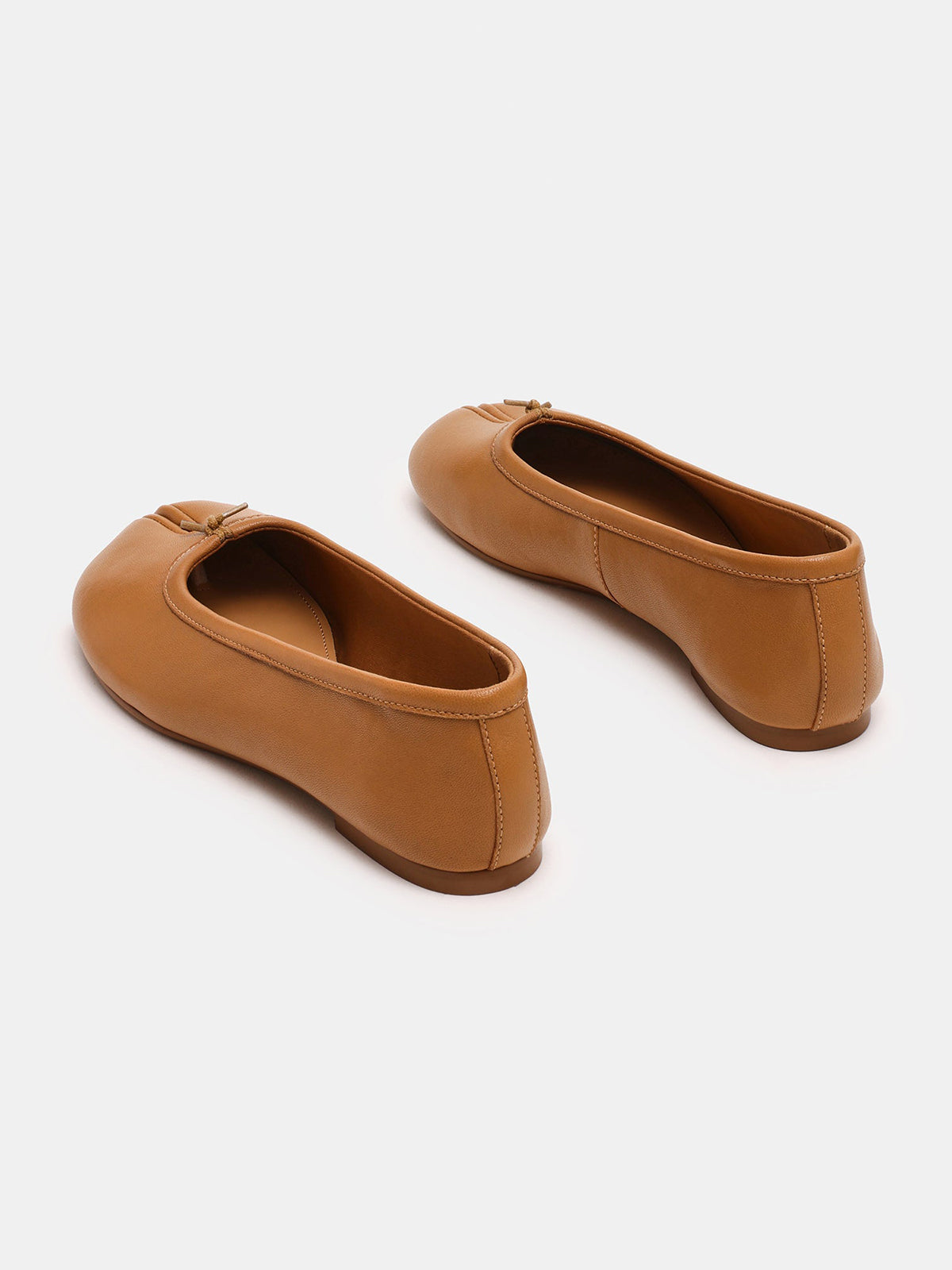 Tan Split-Toe Slip-On Ballet Flats