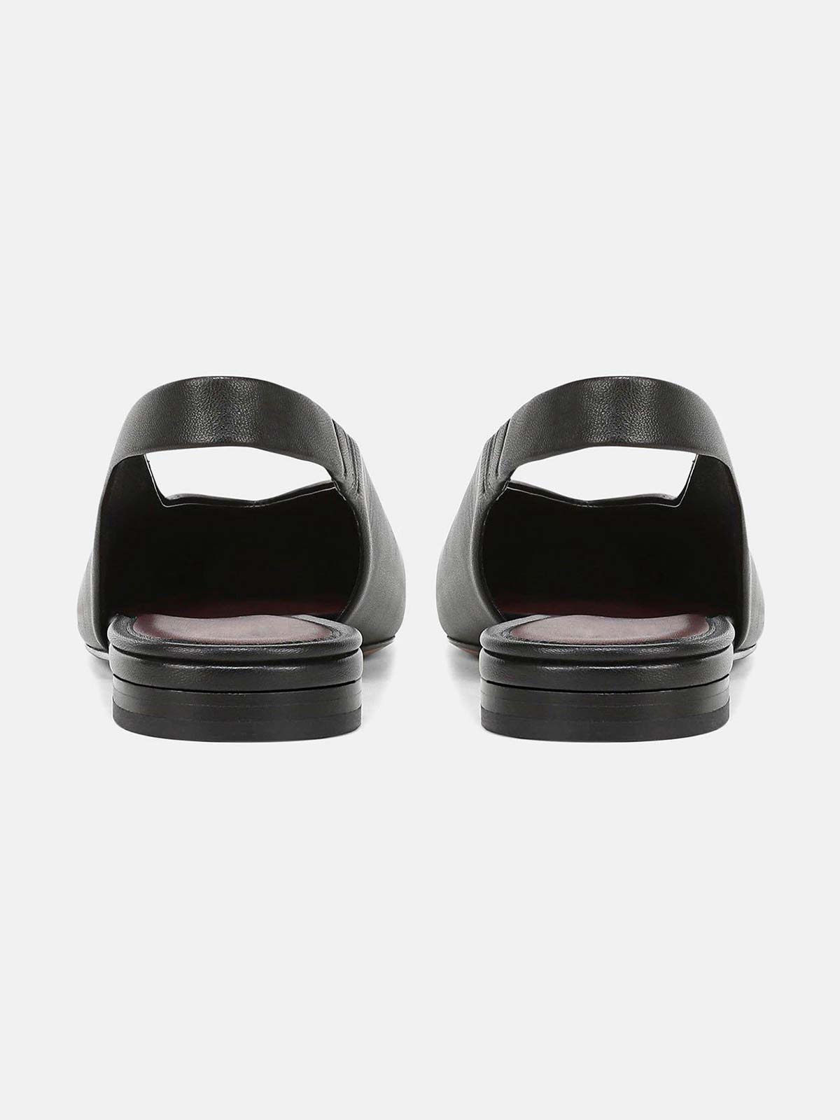 Black Vegan Leather Square-Toe Chic Back Strap Mules Flats