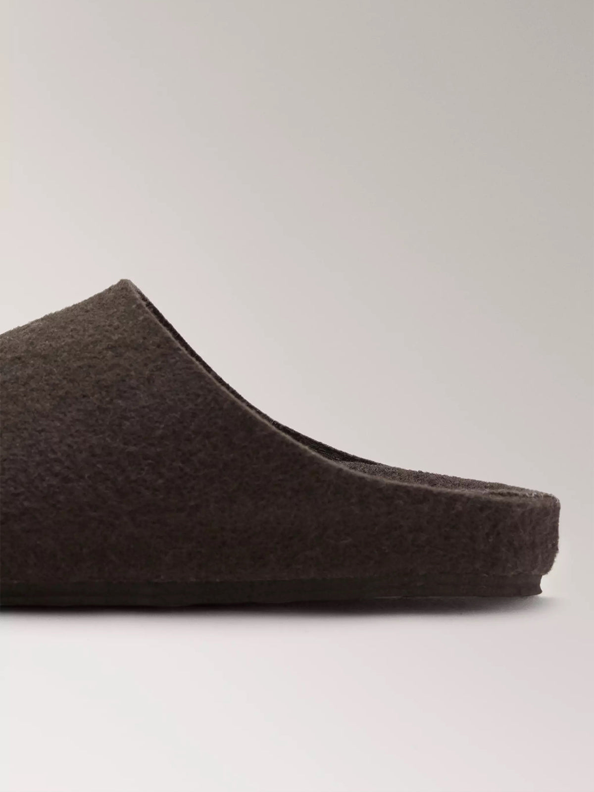 Brown Plush Square-Toe Backless Simple Flats Slippers
