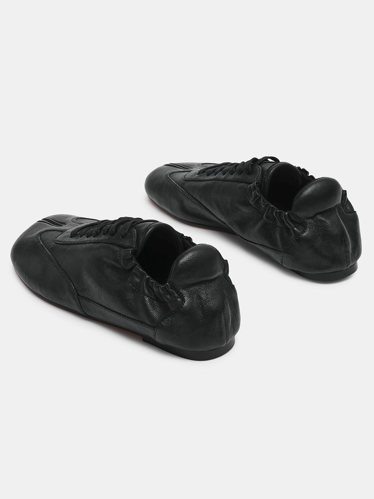 Black Split-Toe Classic Lace-Up Flats Sneakers