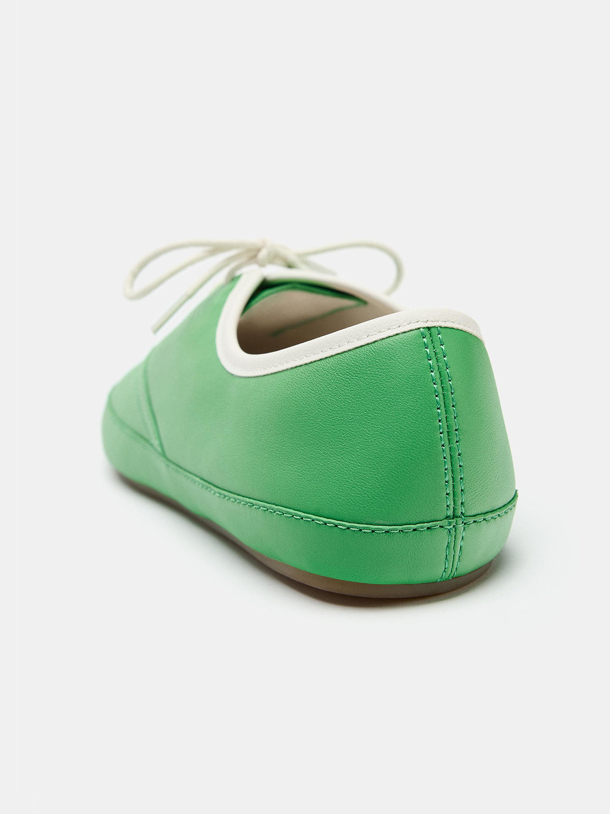 Green Square-Toe Chic Lace-Up Slip-On Flats Sneakers