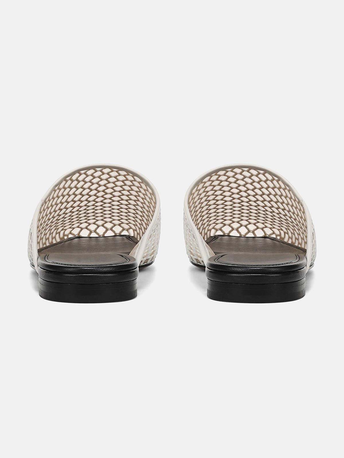 Ivory Mesh Square-Toe Chic Backless Simple Flats