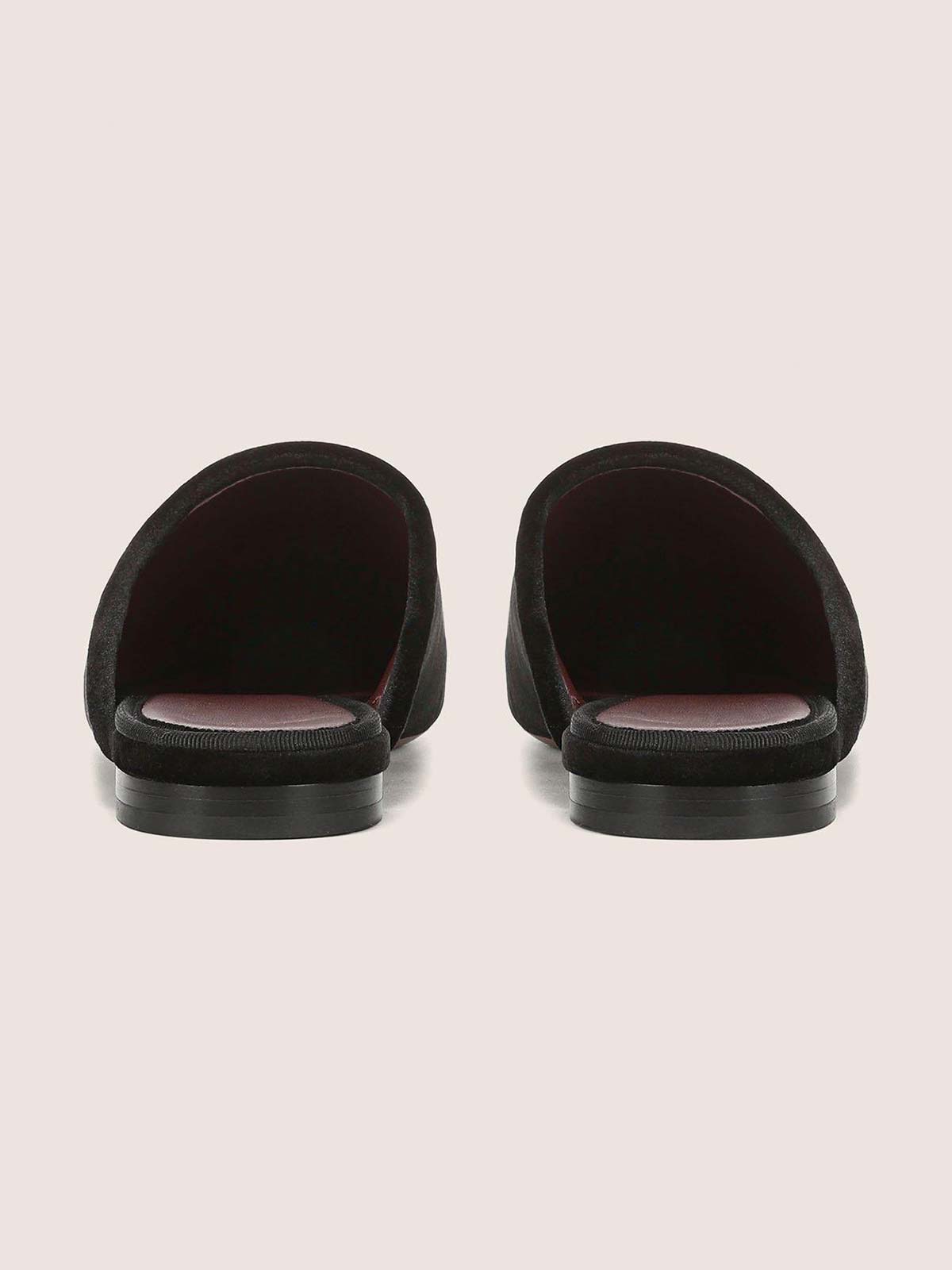 Black Faux Suede Square-Toe Chic Backless Simple Flats