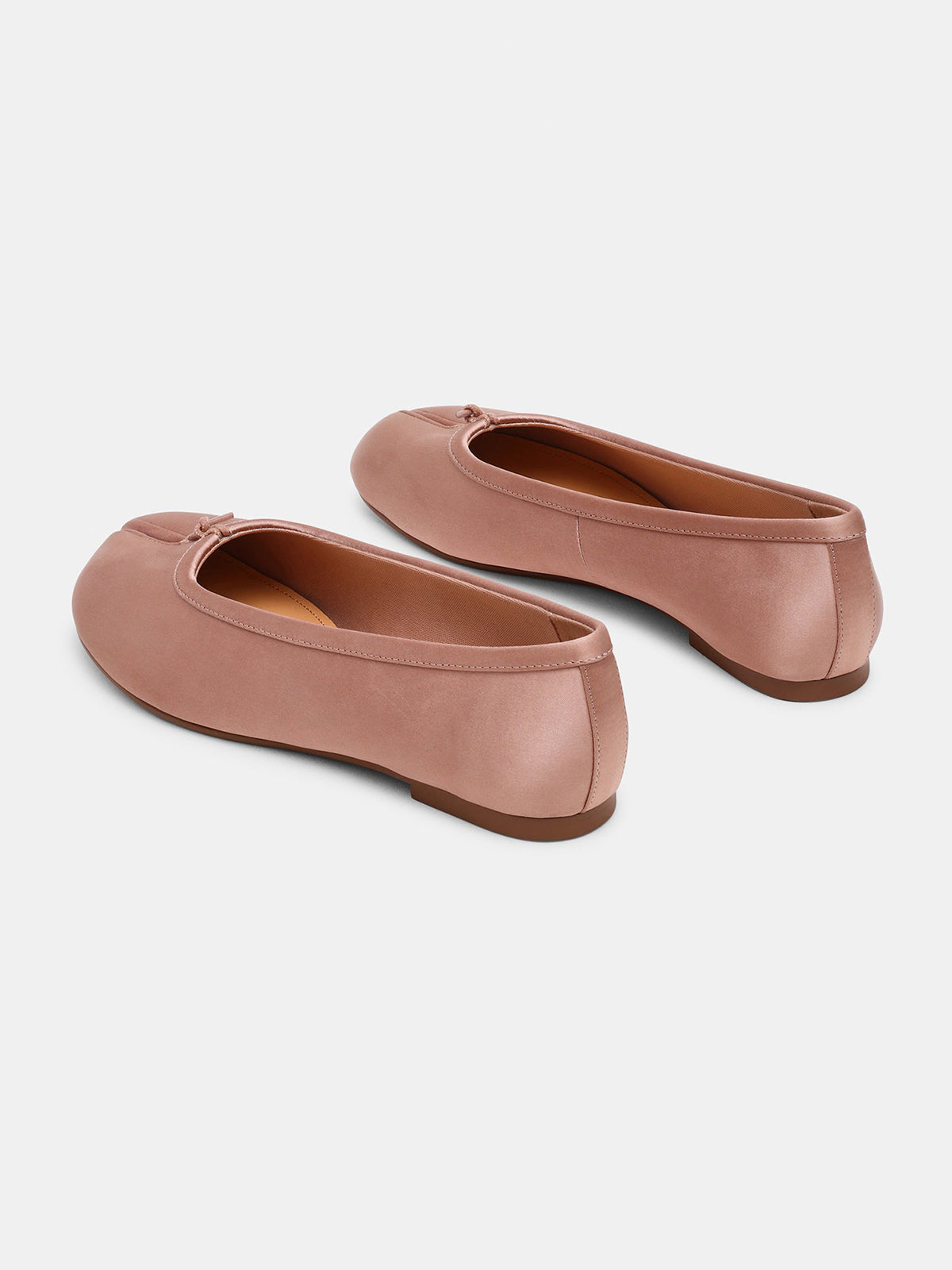 Pink Satin Split-Toe Slip-On Ballet Flats