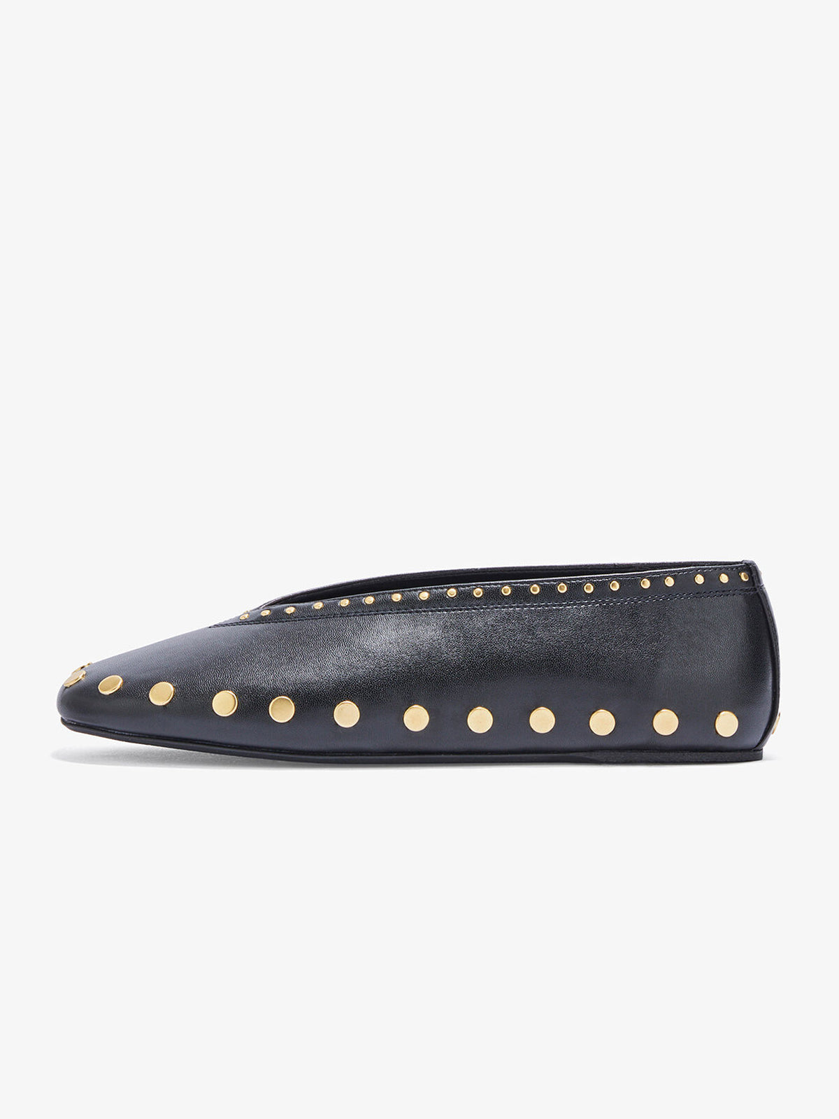 Black Square-Toe Side Studs Slip-On Ballet Flats