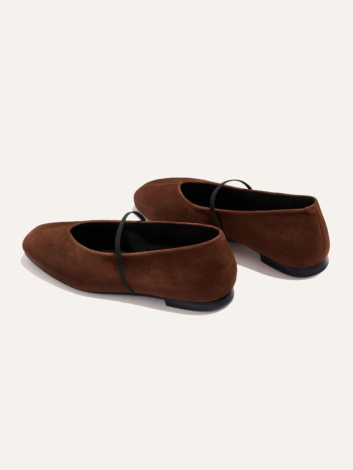 Mary Jane Square-Toe Slip-On Chic Ballet Flats - Brown Faux Suede