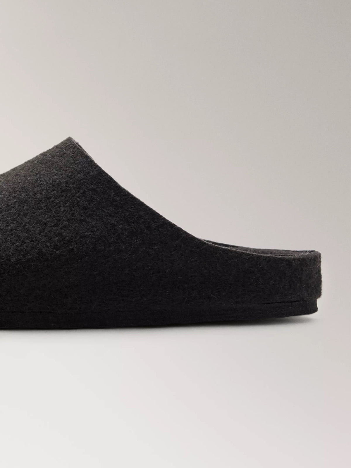 Black Plush Square-Toe Backless Simple Flats Slippers