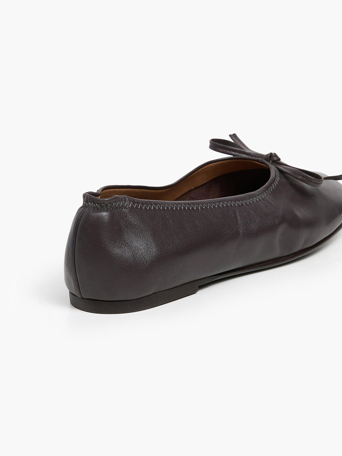 Chocolate Classic Square-Toe Front Bow Simple Ballet Flats