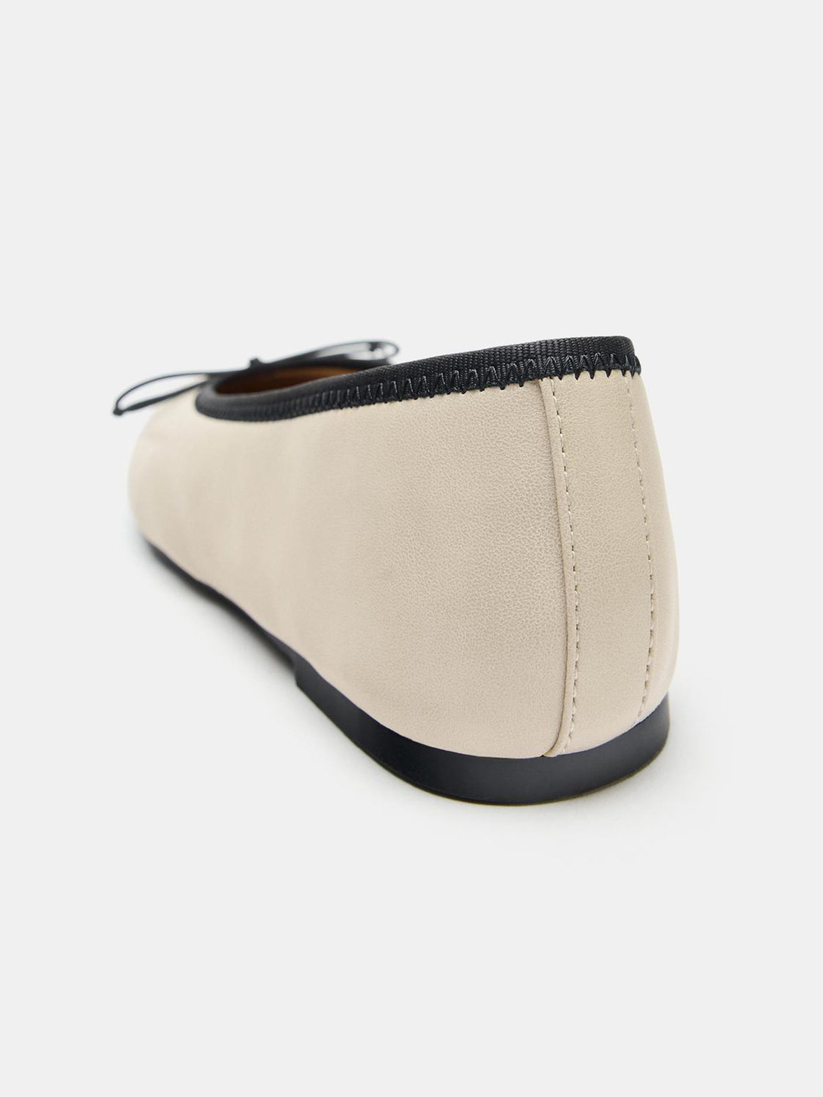 Cream Square-Toe Chic Front Bow Slip-On Classic Ballet Flats