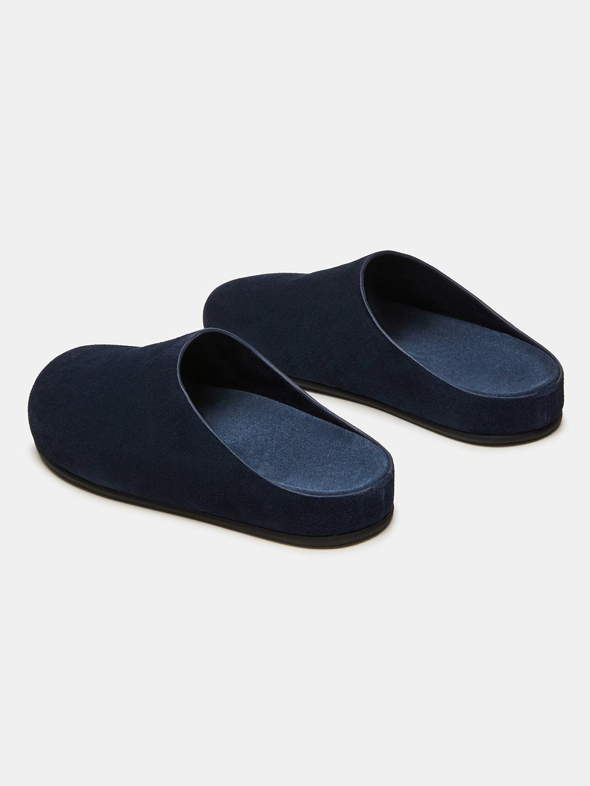 Navy Faux Suede Round-Toe Slip-On Flats Slide