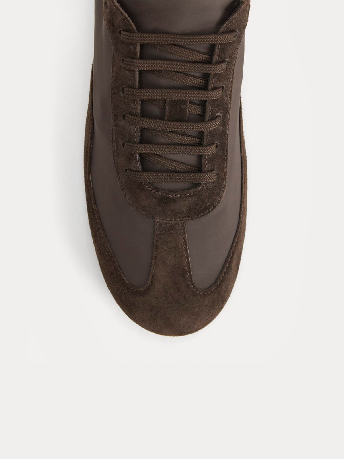 Green Faux Suede And Cloth Round-Toe Lace-Up Ballet Sneakers