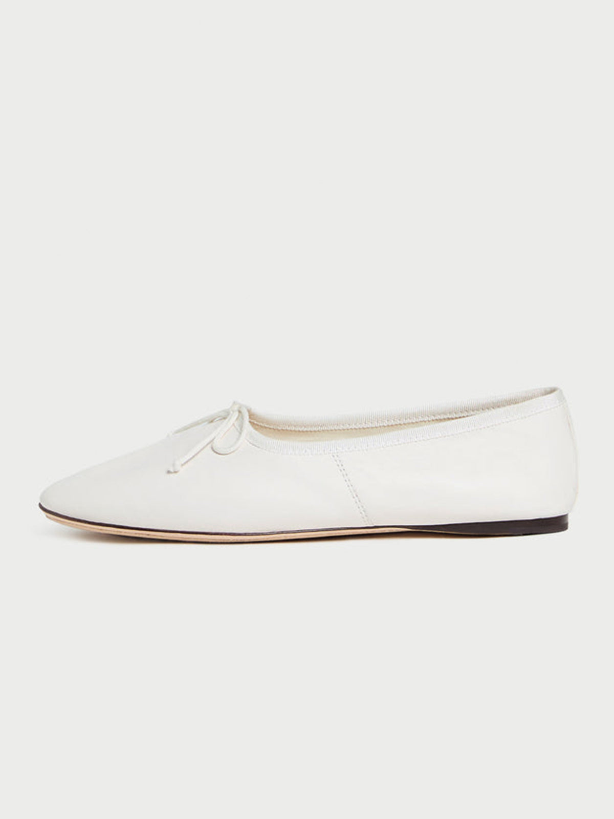 White Round-Toe Chic Front Bow Slip-On Ballet Flats