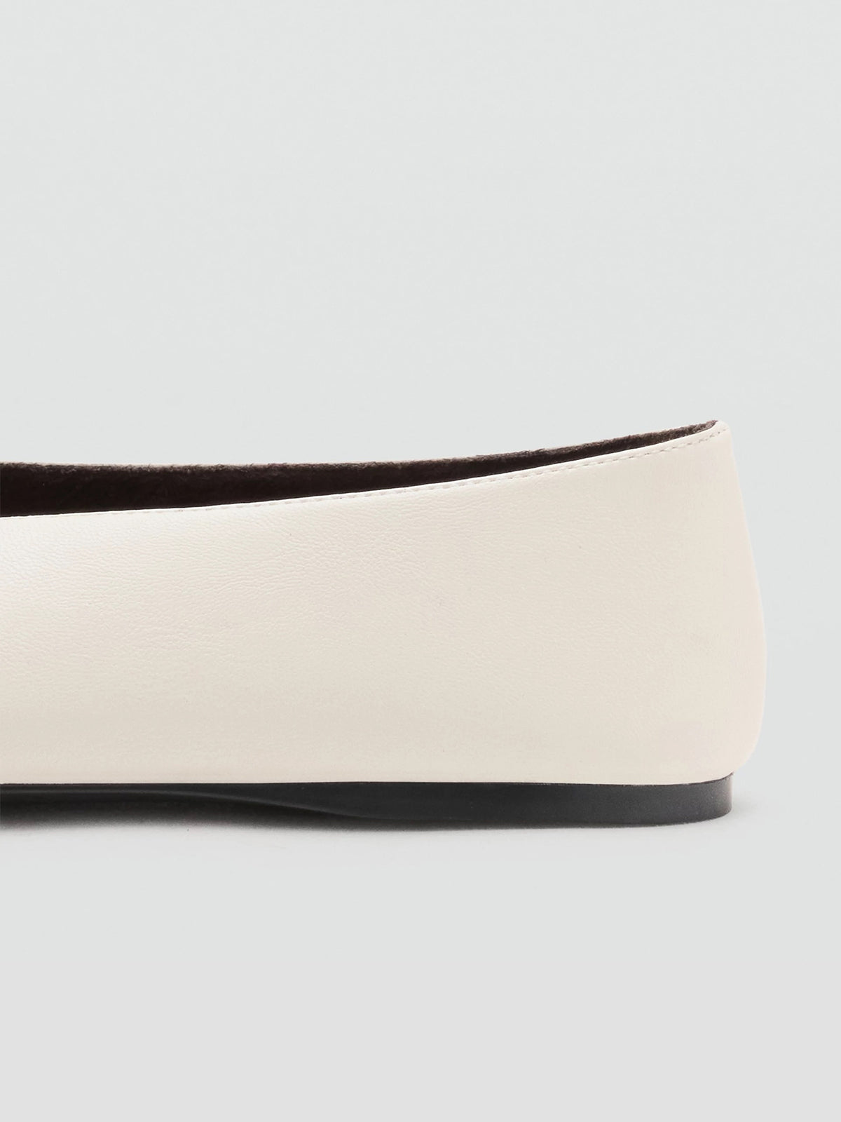 Ecru Round-Toe Front Bow Chic Ballet Flats