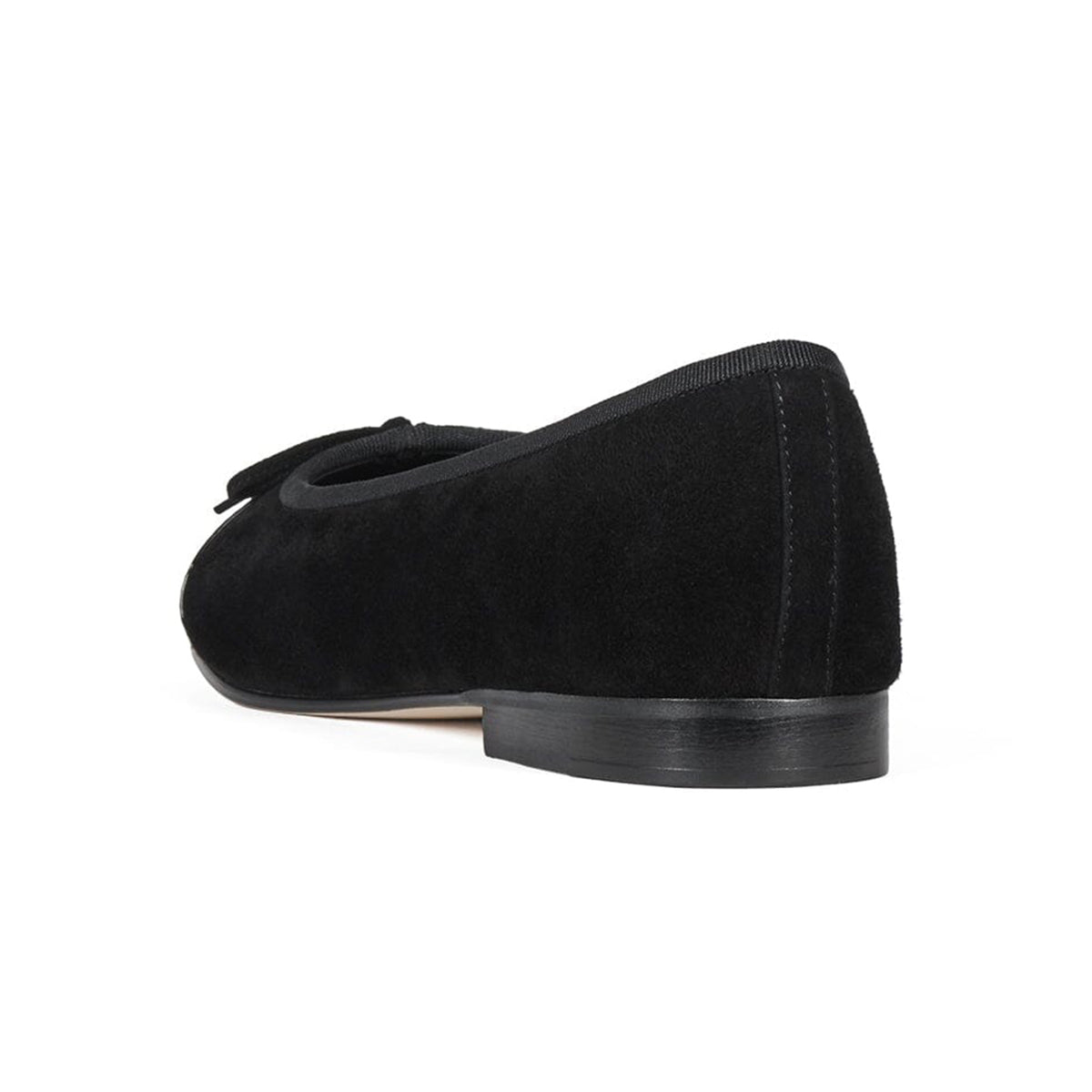 Wine Red Faux Suede And Patent Leather Round-Toe Front Bow Ballet Flats