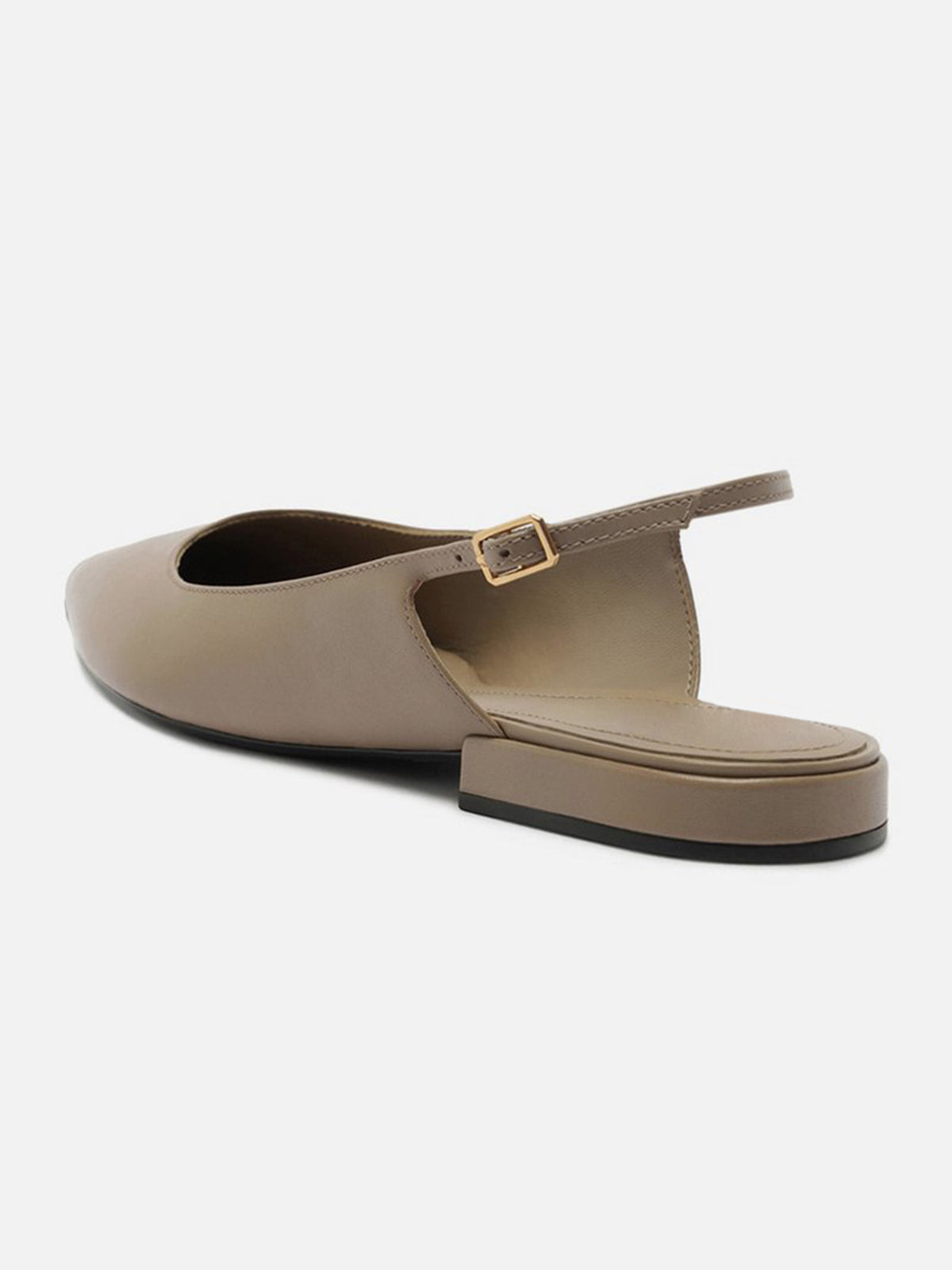 Gray Pointed-Toe Buckle Slingback Chic Slip-On Flats