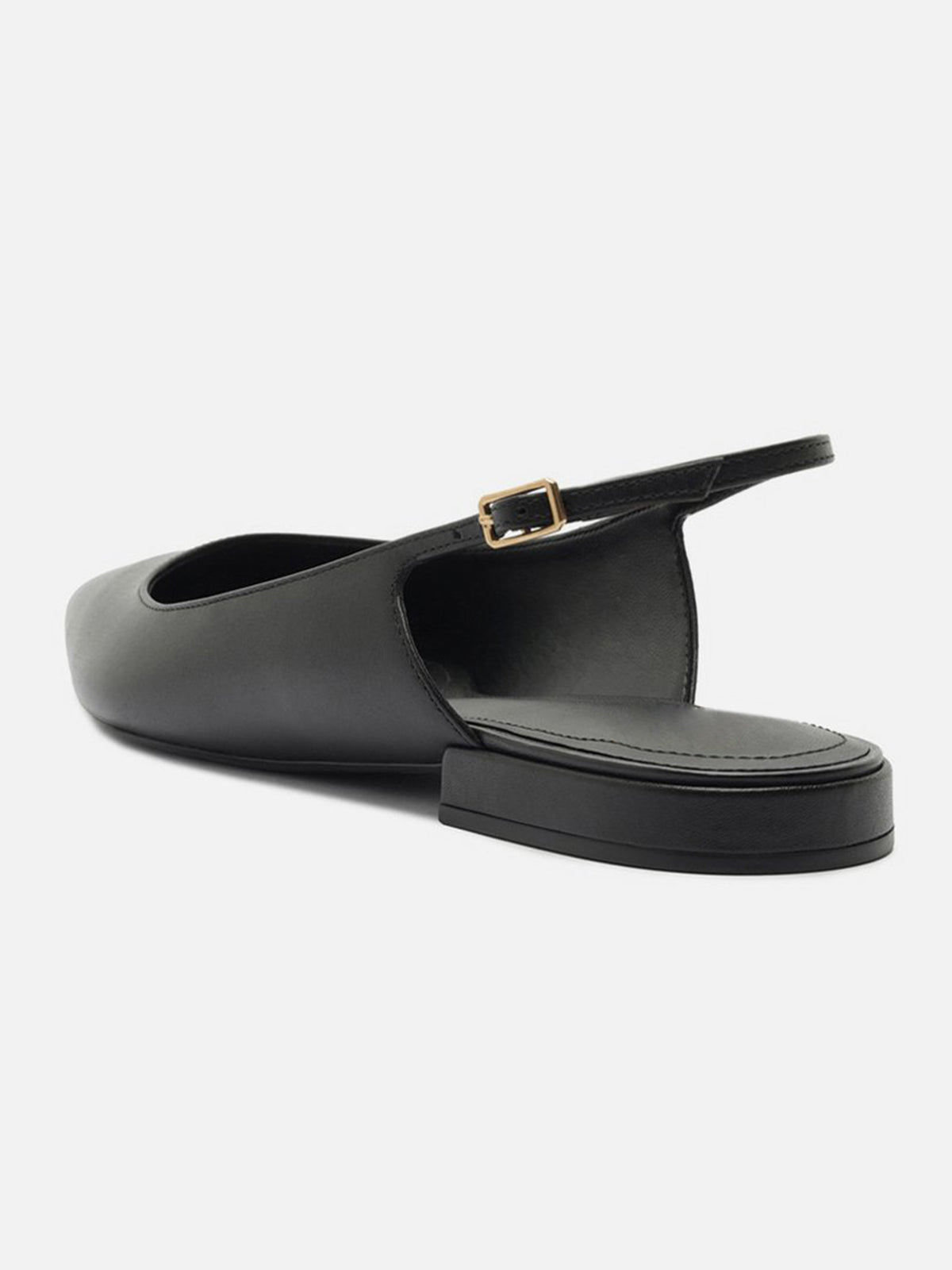 Black Pointed-Toe Buckle Slingback Chic Slip-On Flats