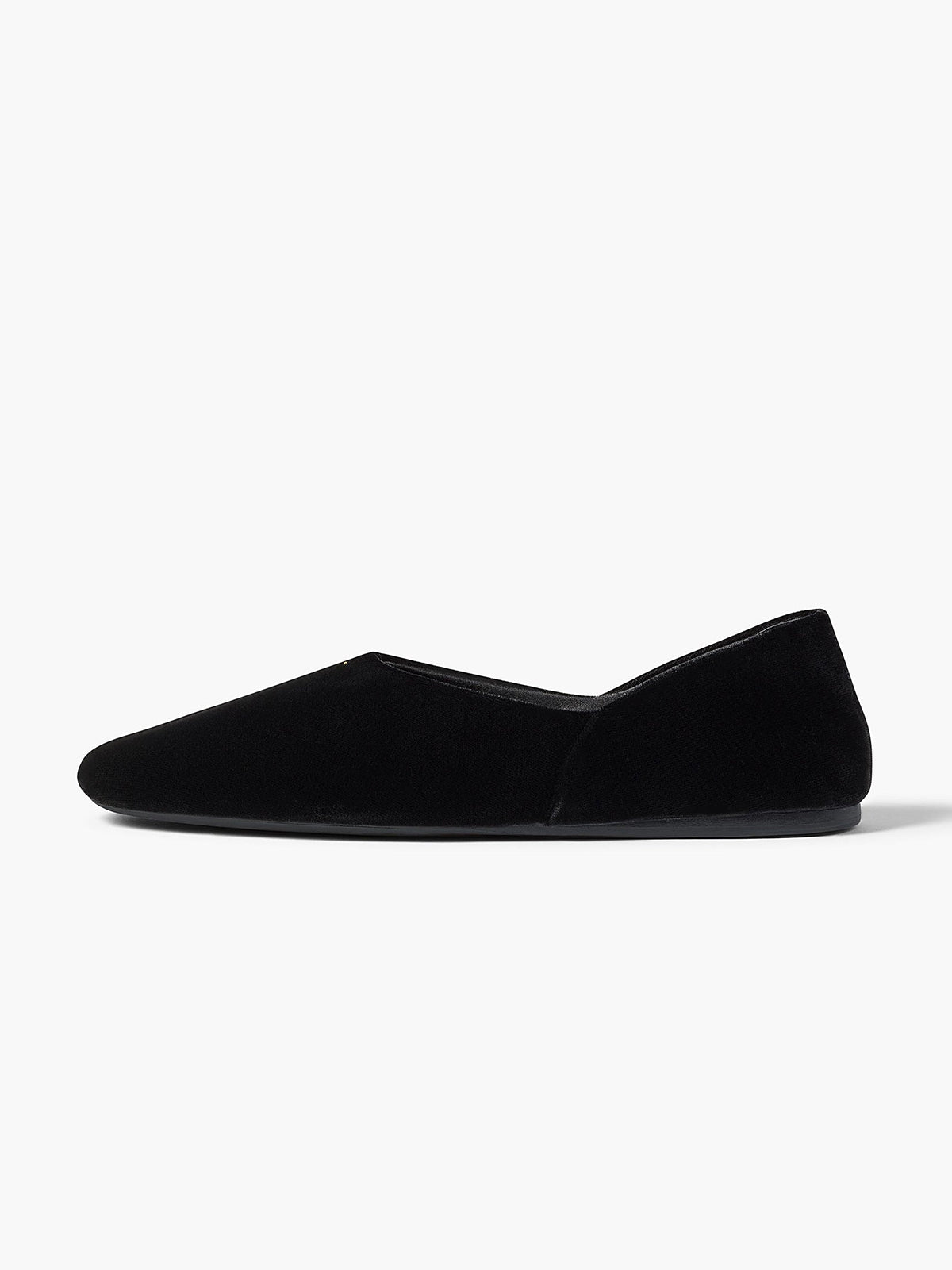 Slip-On Round-Toe Simple Ballet Flats - Black Velvet