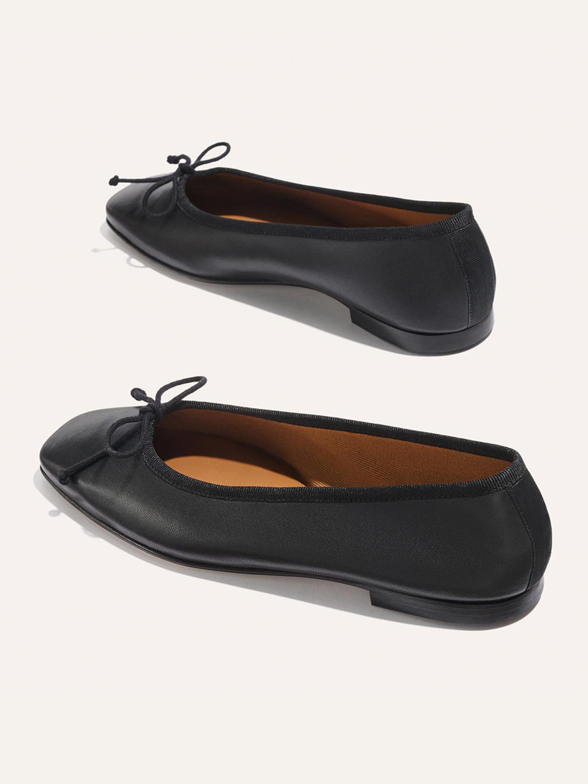 Front Bow Square-Toe Slip-On Chic Ballet Flats - Black Vegan Leather
