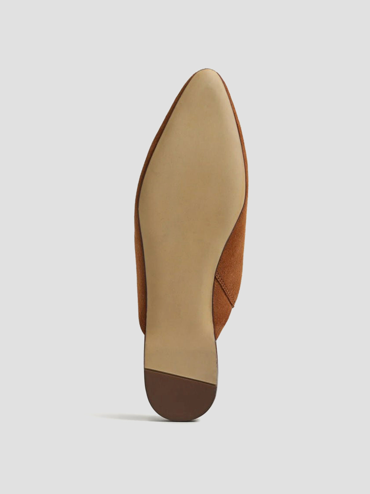 Brown Faux Suede Almond-Toe Backless Simple Slip-On Flats