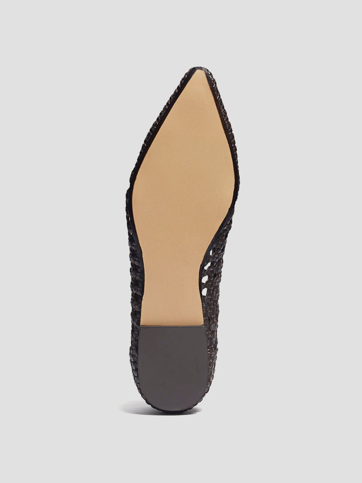 Chocolate Woven Vegan Leather Pointed-Toe Cutout Slip-On Flats