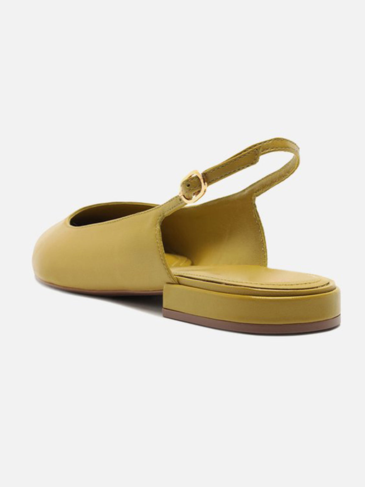 Green Pointed-Toe Buckle Slingback Chic Slip-On Flats