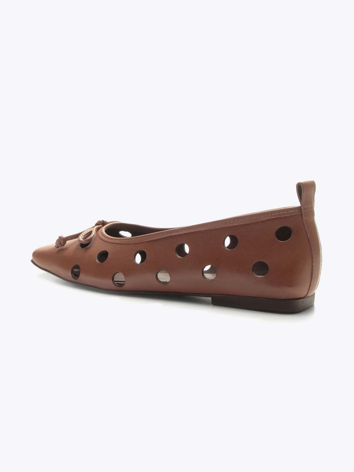 Red Square-Toe Front Bow Cutout Slip-On Ballet Flats