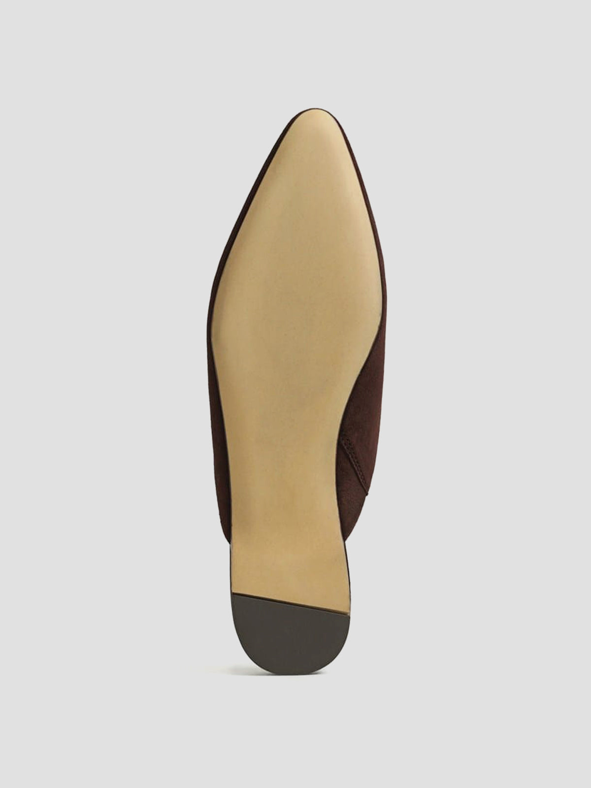 Chocolate Faux Suede Almond-Toe Backless Simple Slip-On Flats