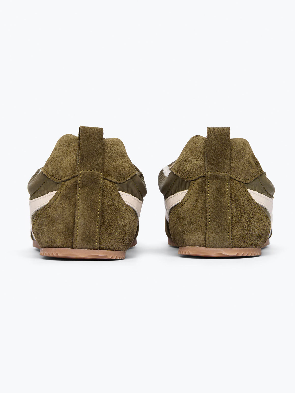 Coffee Cow Suede And Cloth And Cow Leather Square-Toe Lace-Up Sneakers