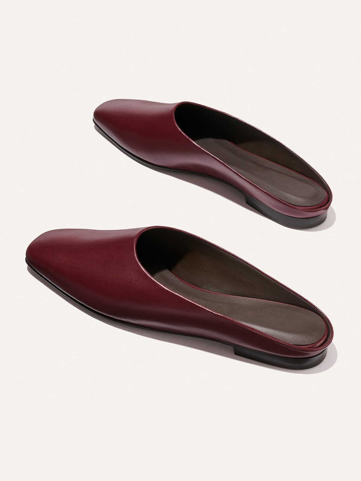 Backless Square-Toe Slip-On Chic Flats - Wine Red
