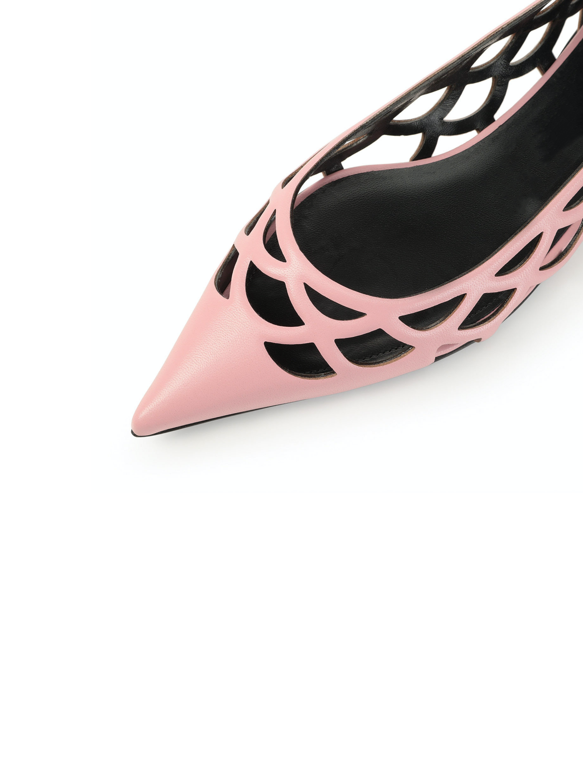 Pink Boho Hollow-Out Pointed-Toe Ballet Flats