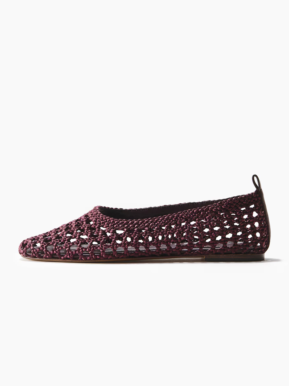 Dark Brown Satin Woven Square-Toe Simple Slip-On Ballet Flats