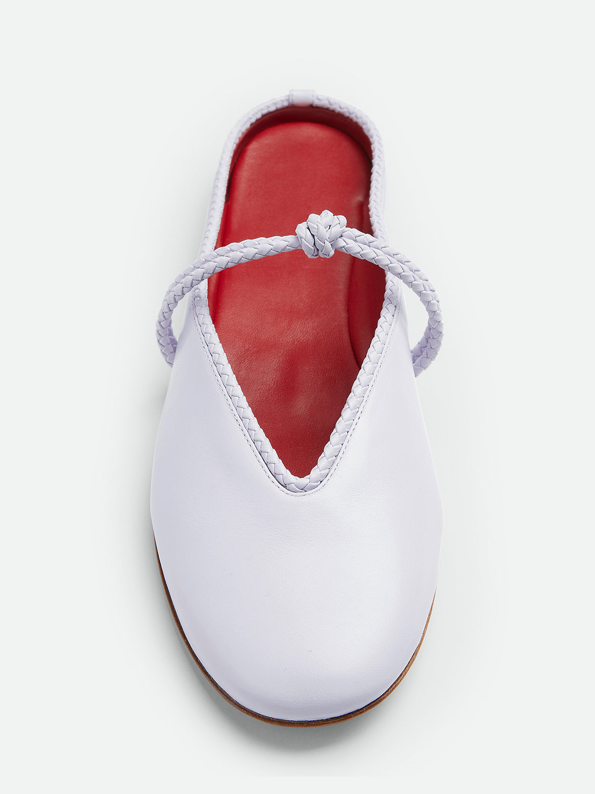 Ice Blue Round-Toe Middle Strap Backless Slip-On Flats