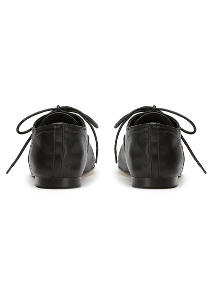 Black Round-Toe Chic Slip-On Lace-Up Sporty Flats
