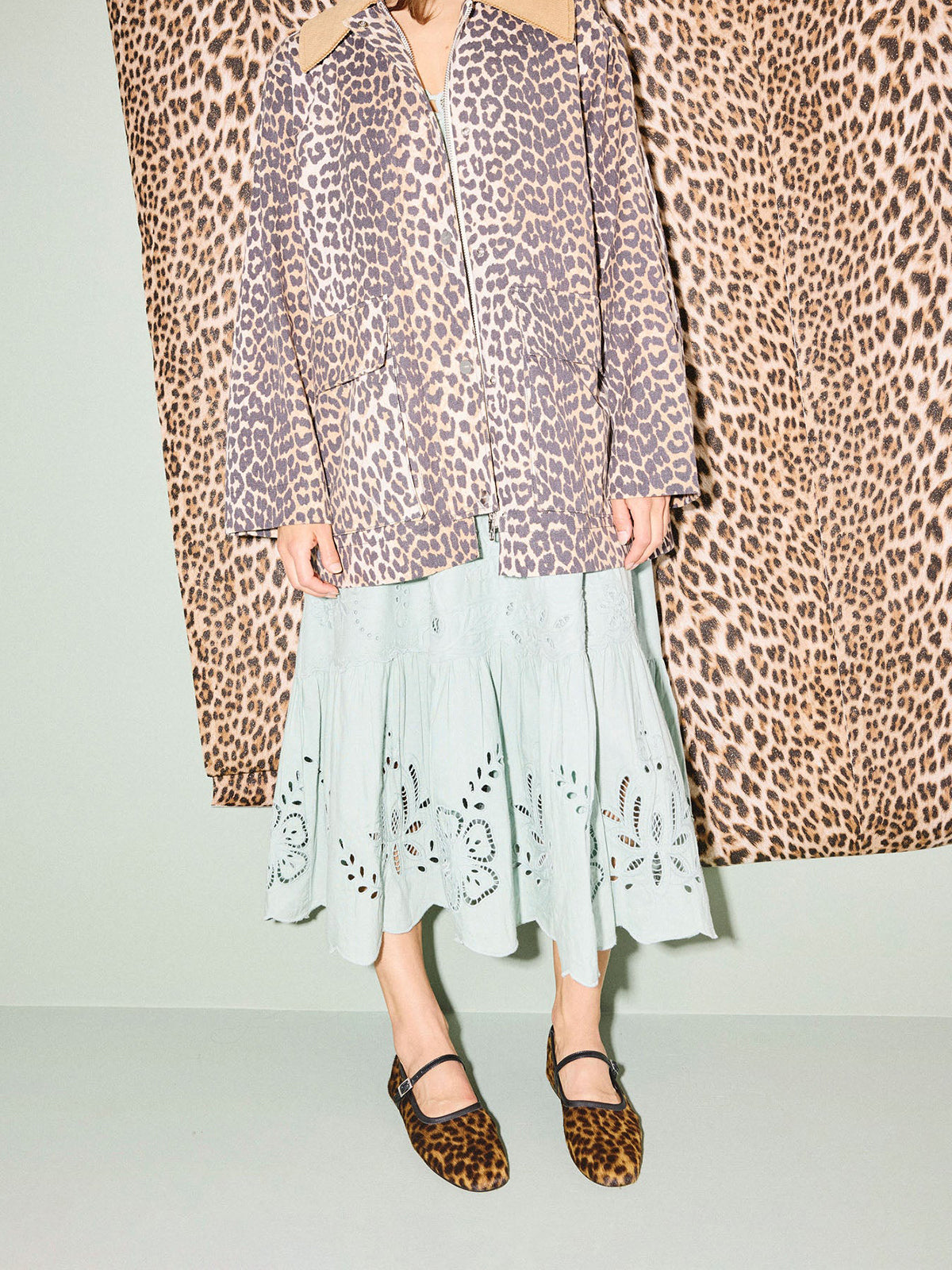 Chic Square-Toe Mary Jane Slip-On Ballet Flats - Leopard Pattern