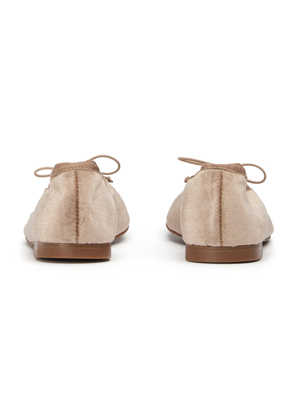 Sand Velvet Round-Toe Chic Front Bow Slip-On Ballet Simple Flats