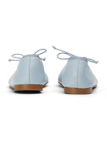 Sky Blue Round-Toe Chic Front Bow Slip-On Ballet Simple Flats