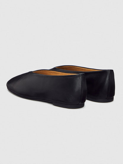 Black Square-Toe Simple Ballet Chic Flats