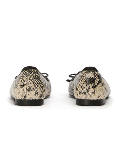 Round-Toe Chic Front Bow Slip-On Ballet Simple Flats - Snakeskin Pattern