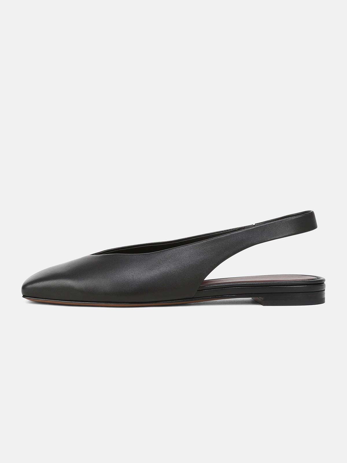 Black Vegan Leather Square-Toe Chic Back Strap Mules Flats