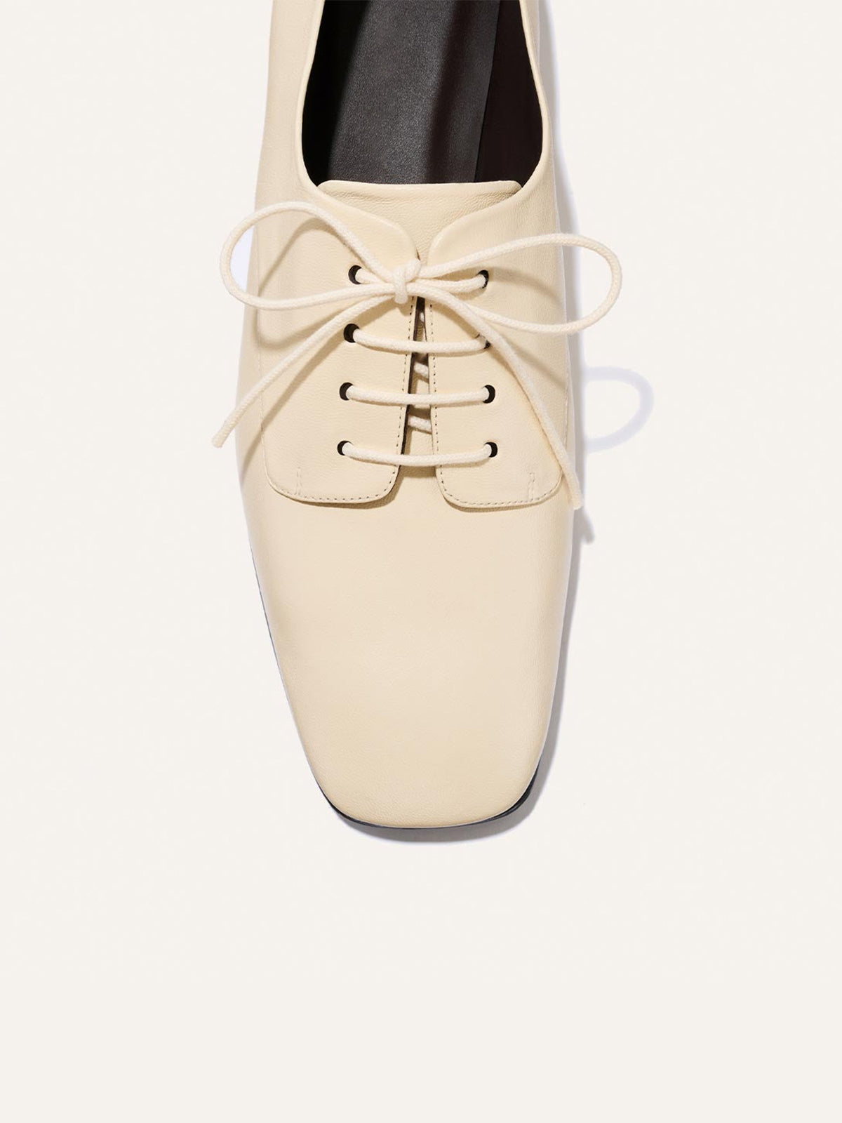 Bone Square-Toe Chic Lace-Up Slip-On Sporty Flats